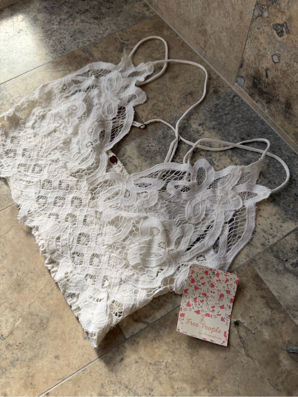 Free People White Lace Camisole Bralette